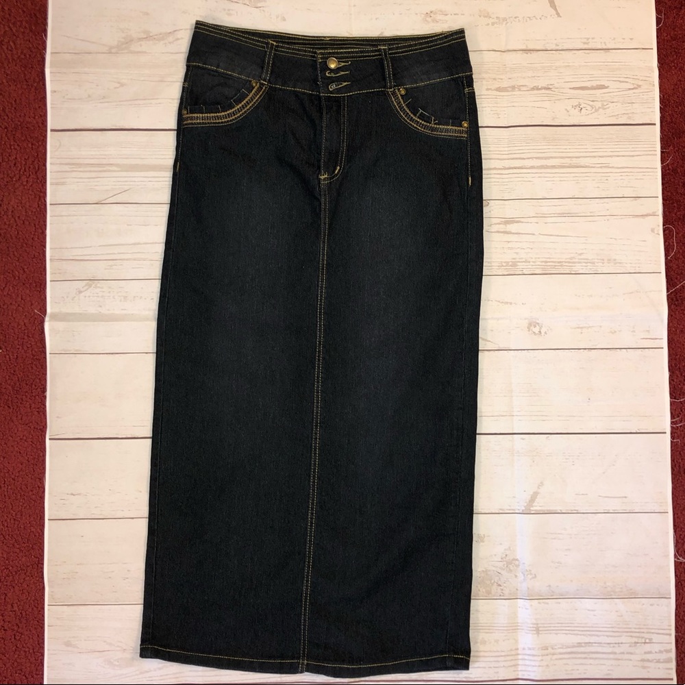 Long denim skirt
